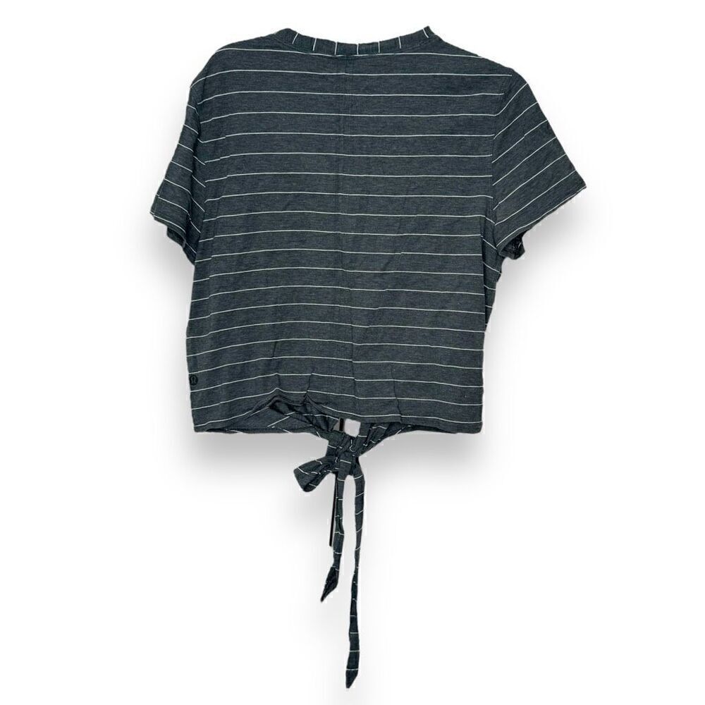 Lululemon Time To Restore Short Sleeve Short Serve Stripe Heathered Gray Tee 6 - Picture 2 of 8